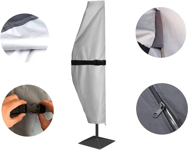 CoverFml Patio Umbrella Cover, Outdoor Offset Banana Style Cover, Fits Cantilever Offset Umbrella, 420D Waterproof UV-resistant, 12- 18Ft, With Rod - Image 1